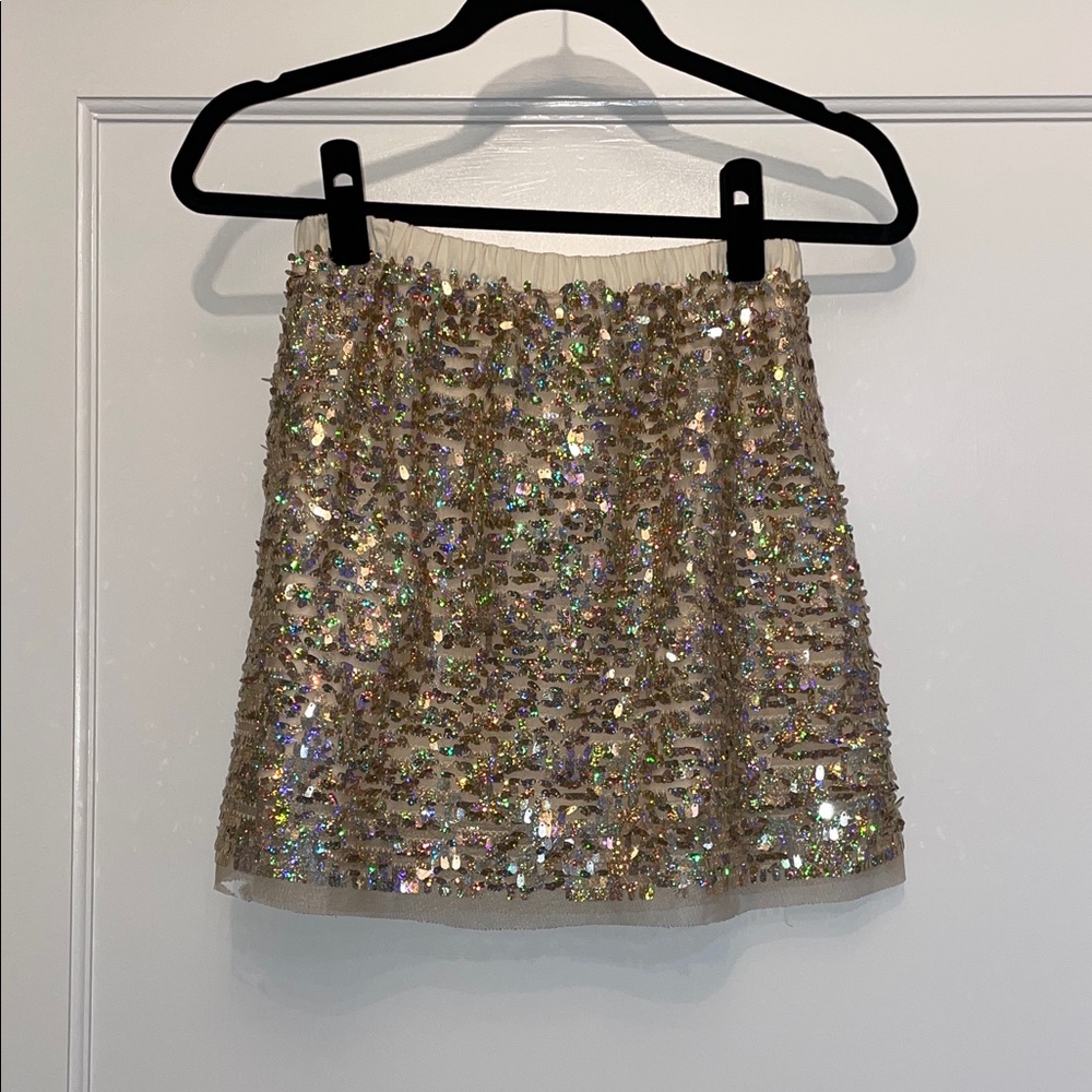 J. Crew Girls Size 12 Gold Sequin Skirt NWT